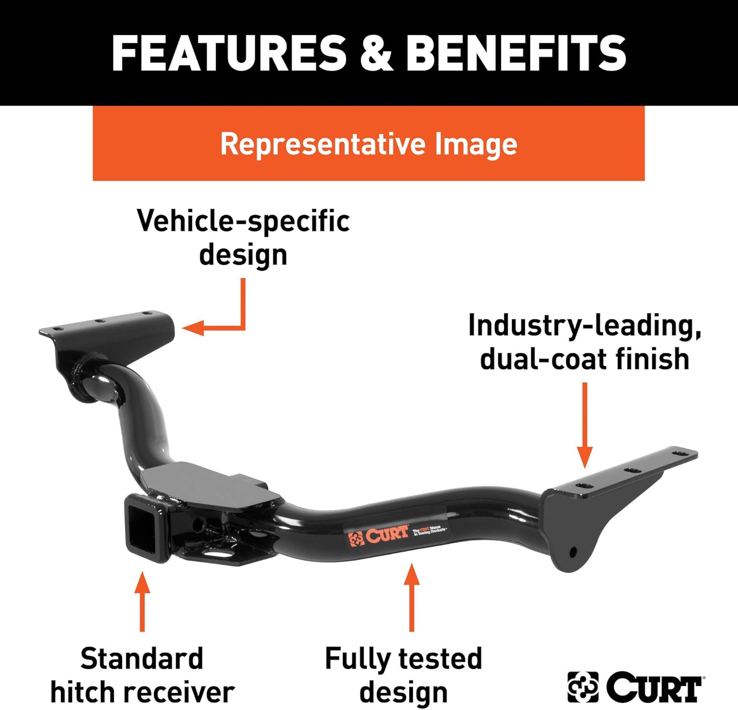 CURT 13449 Class 3 Trailer Hitch, 2-Inch Receiver, Fits Select Tesla Model 3